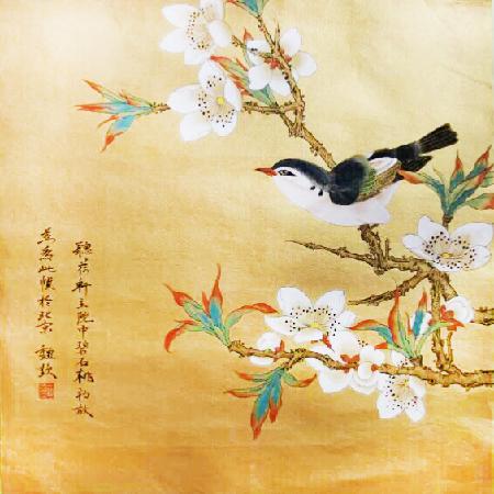 《碧石桃花放》  65X65cm