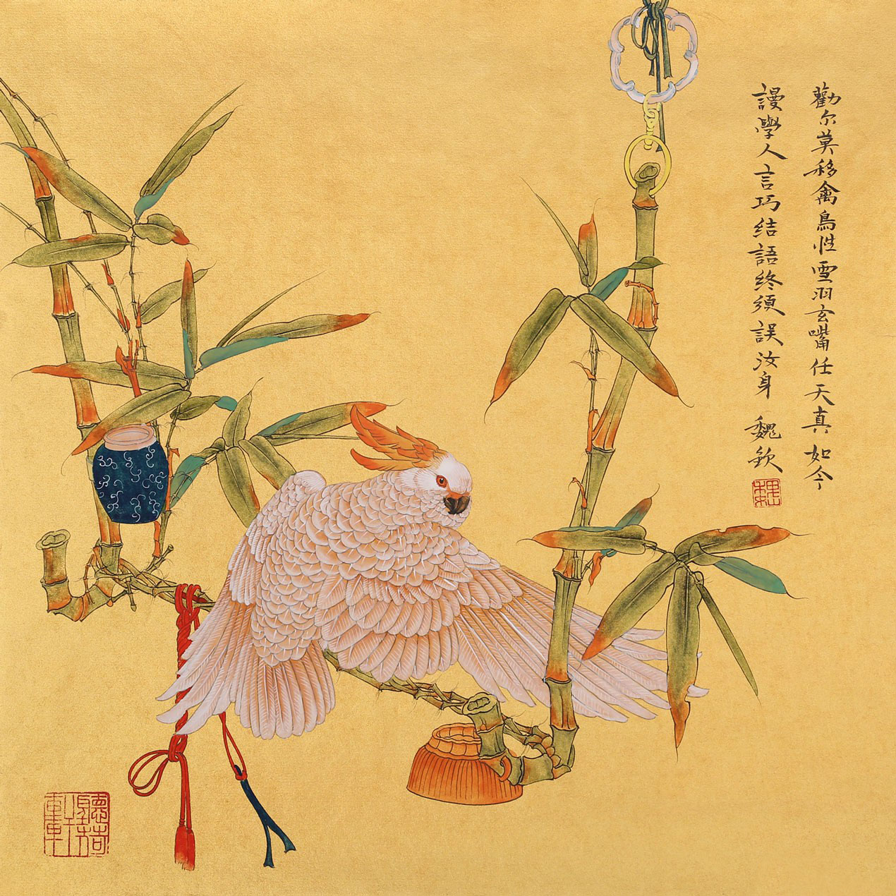 《雪羽玄嘴任天真》34X34cm